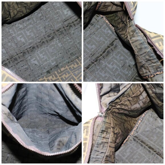 FENDI Zucca Canvas Boston Bag Brown Black Auth BA4042 - Picture 15 of 15